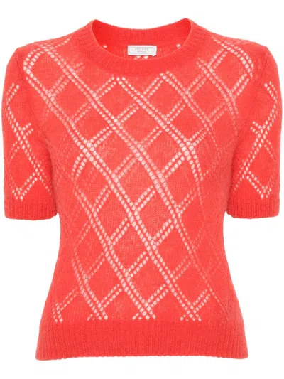 Peserico Short-sleeve Sweater In Red