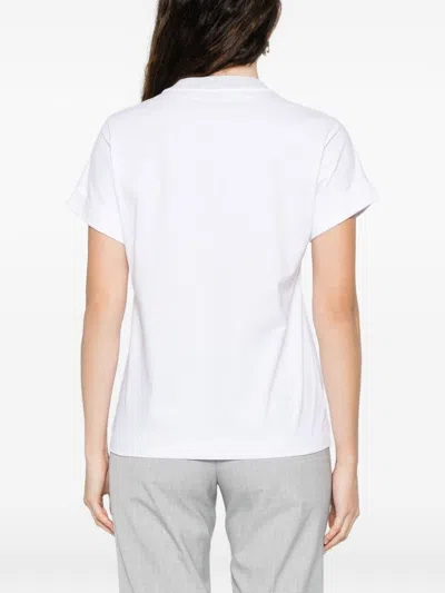 Peserico Short Sleeve T-shirt With Neck Pattern In White