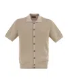 Peserico Polo Cardigan In Pure Cotton Yarn In Nude