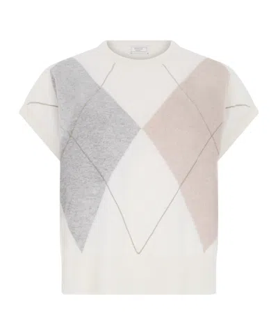 PESERICO DIAMOND-PATTERN SHORT-SLEEVE TOP