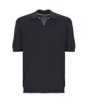 Peserico Cotton And Silk Polo Shirt In Blue