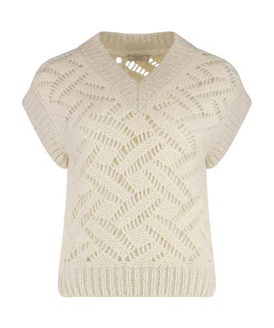 PESERICO SHORT-SLEEVED OPEN-KNIT SWEATER