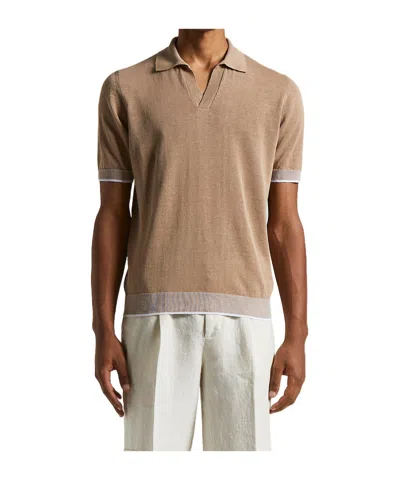 Peserico Short-sleeved Polo Shirt In Brown
