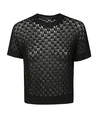 Peserico Short-sleeved Sweater In Black