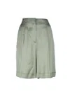 Peserico High Waist Pleated Shorts Pockets In Gray