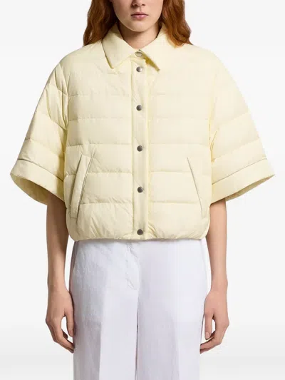Peserico Short-sleeve Buttoned Jacket In Yellow