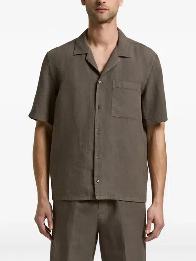 Peserico Short-sleeved Chest-pocket Shirt In Brown
