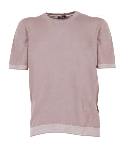 Peserico Short-sleeved Crewneck Knitted Jumper In Pink