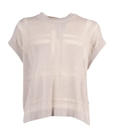 Peserico Short-sleeved Crewneck Top In Pink