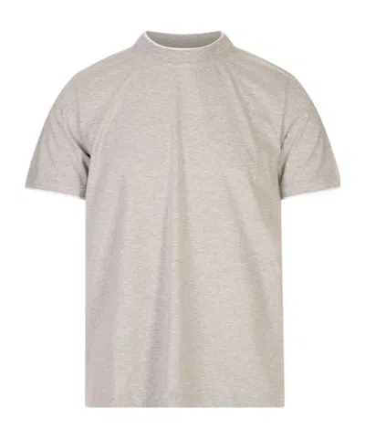 Peserico Contrast-trim Short-sleeved T-shirt In Gray