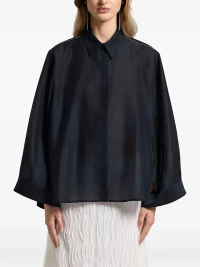 Peserico Shoulder Slit Shirt In Blue
