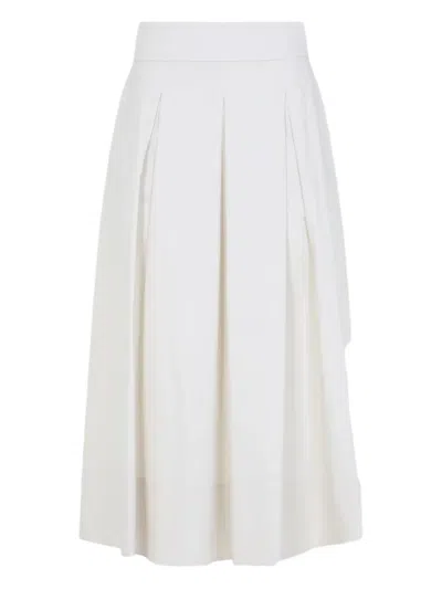 Peserico Cotton Midi Skirt A Line Silhouette In White
