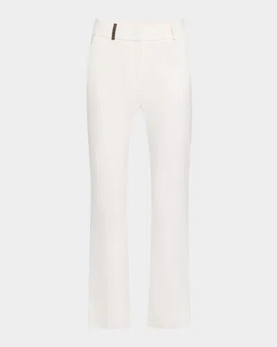 Peserico Side-slit Cropped Stretch Pants In Beige