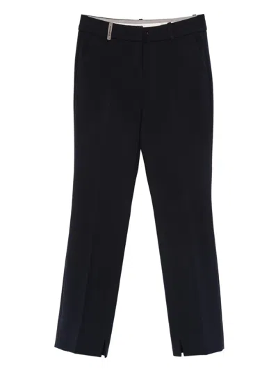 Peserico Side-slit Trousers In Blue