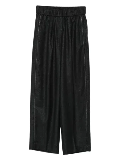 Peserico Side-stripe Trousers In Black