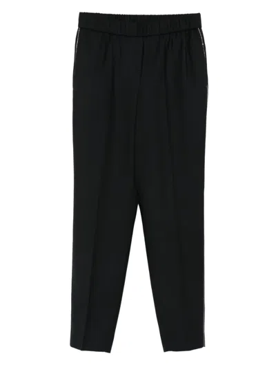 Peserico Side-stripe Wool Trousers In Black
