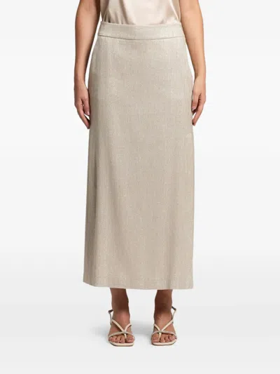 Peserico Side-slit Midi Skirt In Neutral