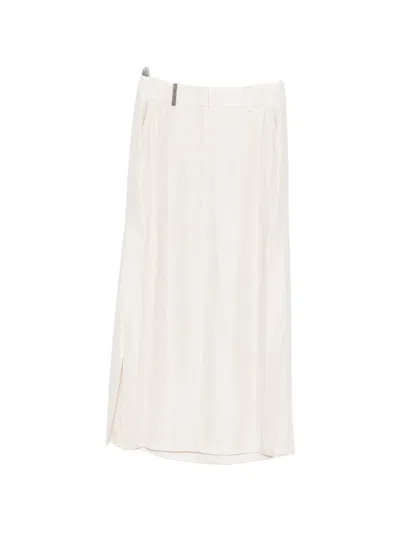 Peserico Side-slit Midi Skirt In White