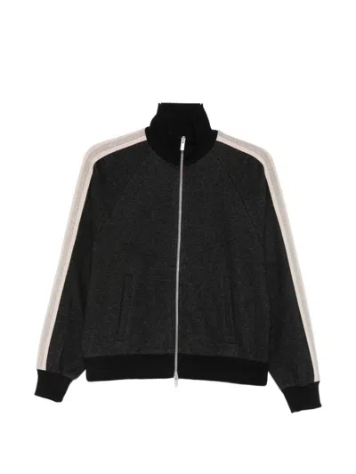 Peserico Side-stripe Zip-fastening Sweatshirt In Black