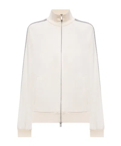 Peserico Side-stripe Zip-up Sweatshirt In Neutral
