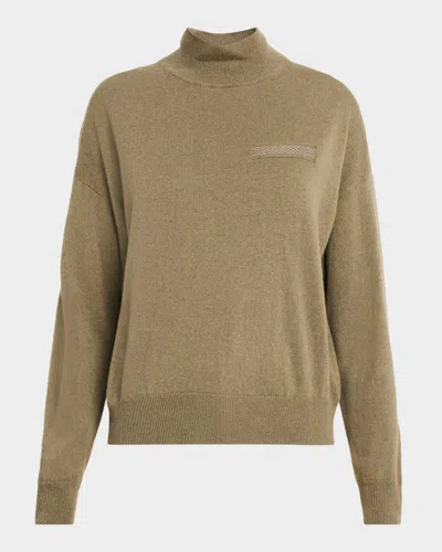 Peserico Silk And Cashmere Turtleneck Sweater In Brown