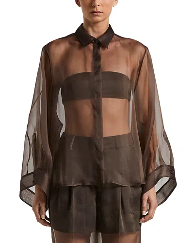 Peserico Silk Blend Oversized Blouse In Ebony