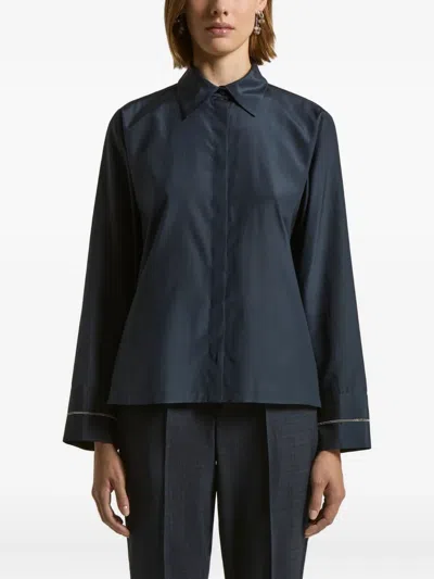 Peserico Silk-blend Shirt In Blue