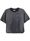 Peserico Silk Blend T-shirt With Glossy Finish In Black