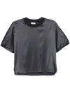 Peserico Silk Blend T-shirt With Glossy Finish In Gray