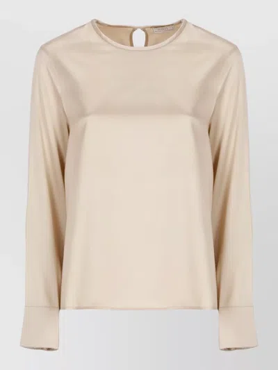 Peserico Silk Blouse Relaxed Fit Soft Sheen In Neutral