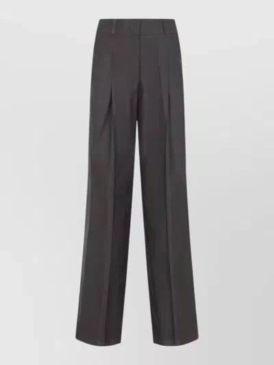 Peserico Silk Cotton Trousers Wide Leg Pleated Beltloops In Brown