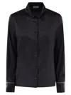 Peserico Silk Crepe Button-fastening Shirt With Stitch-light Cuffs In Black