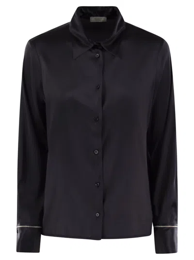 Peserico Silk Crepe Shirt In Black