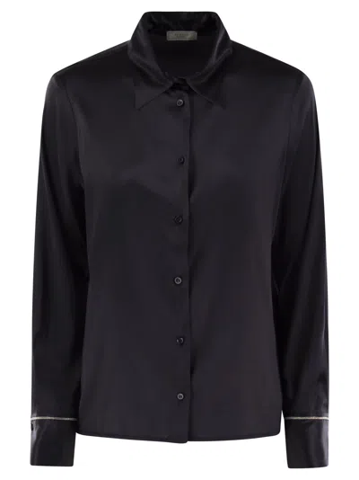 Peserico Silk Crepe Shirt In Night Blue