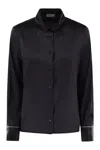 Peserico Silk Crepe Shirt In Night Blue