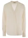 Peserico Silk Crepe Shirt In Pearl