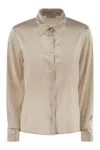 Peserico Women Silk Crepe Shirt In Pearl