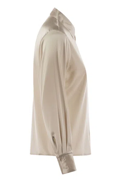 Peserico Silk Crepe Shirt In Pearl