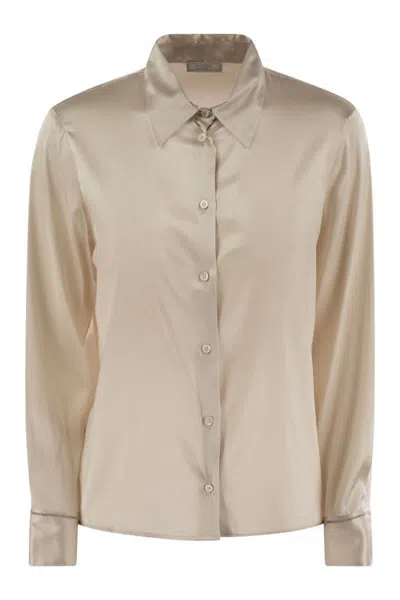 Peserico Silk Crepe Shirt In Brown
