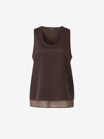 Peserico Silk Crepe Top In Brown