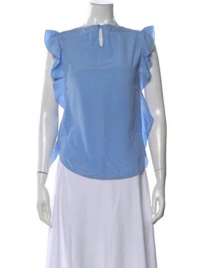 Pre-owned Peserico Silk Crew Neck Blouse In Blue