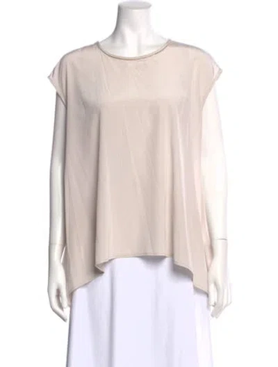 Pre-owned Peserico Silk Crew Neck Blouse In Neutrals