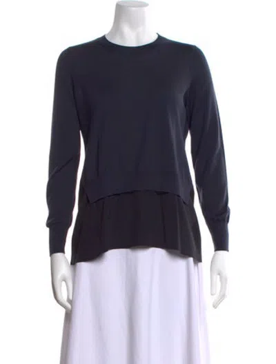 Pre-owned Peserico Silk Crew Neck Sweater In Blue