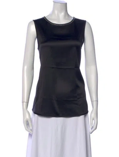 Pre-owned Peserico Silk Crew Neck Top In Black