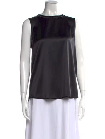 Pre-owned Peserico Silk Crew Neck Top In Black