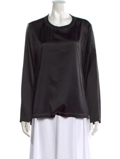 Pre-owned Peserico Silk Crew Neck Top In Black
