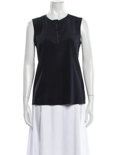 Pre-owned Peserico Silk Crew Neck Top In Blue