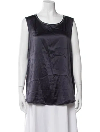 Pre-owned Peserico Silk Crew Neck Top In Blue