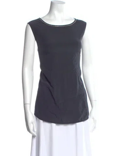 Pre-owned Peserico Silk Crew Neck Top In Blue