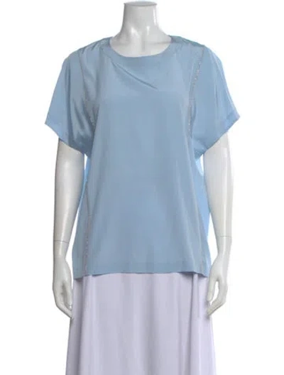 Pre-owned Peserico Silk Crew Neck Top In Blue